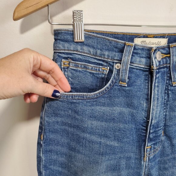 MADEWELL The MomJean Mom Jeans Distressed Hi-Rise Tapered Stretch Women 24 x 26" - Picture 3 of 14